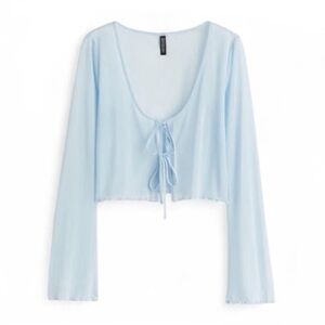 H&M Blue Mesh Tie Front Cardigan